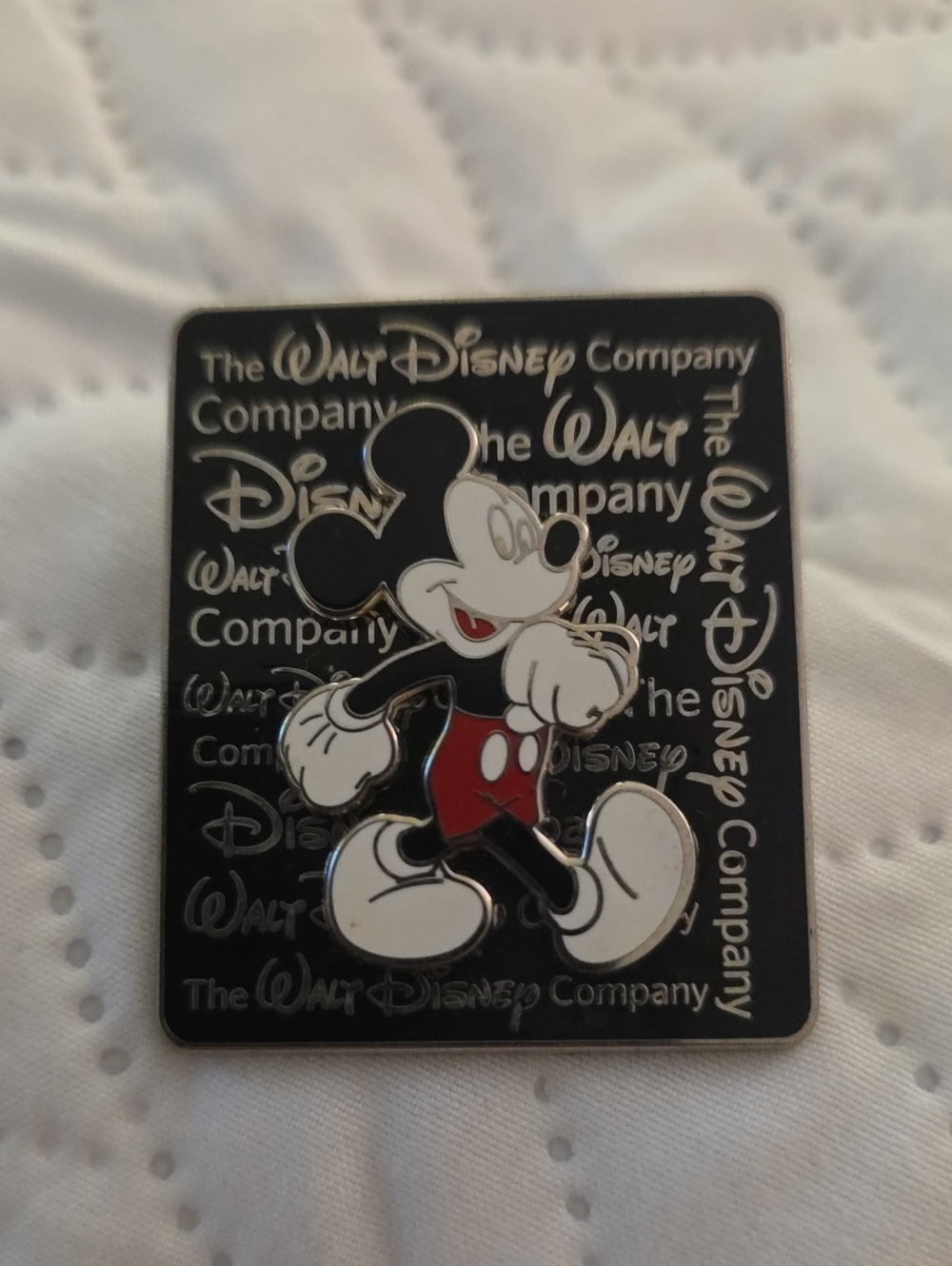 Disney Silver and Black Mickey Head Cast Exclusive Enamel Pin Back